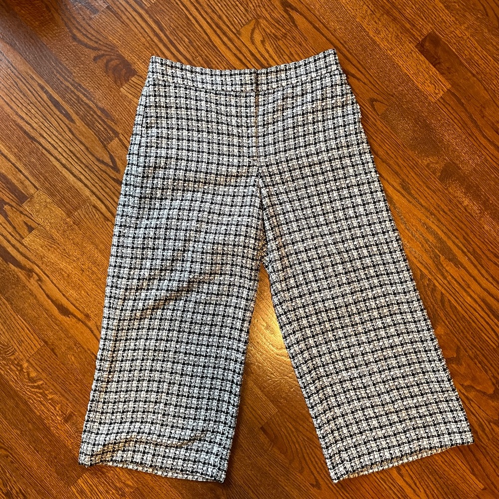 NWT Ann Taylor Marina Black/White Tweed Pants - Size Large